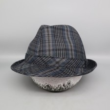 True Vintage Wegener Herrenhut Trilby [Gr. 59] grau kariert ~ Topzustand