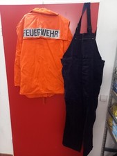 Feuerwehr Schutzanzug aus Jacke (Gr. 48) Orange und Latzhose (Gr.48) Blau