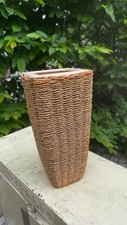Vase Blumenvase Keramik Korb Bast Rattan 30cm Dekovase Tischvase Kerramikvase