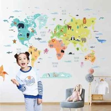 Wandtattoo Tierische Weltkarte