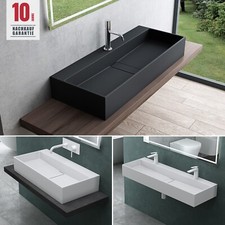 Waschbecken mineralguss Aufsatzwaschbecken inkl. Ablaufgarnitur  1/2 Armaturloch