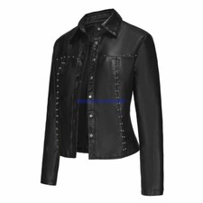 2025 Damen Niete Leder jacke