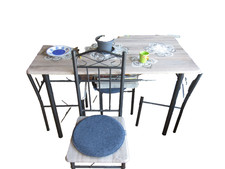 Sitzgruppe Tisch 4 Stühle DEKOR SONOMAEICHE Sitzauflage anthrazit