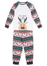 Kinder Pyjama Gr. 152/158 Dunkelblau Weiß Bedruckt Baumwoll-Schlafanzug Neu*