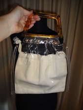 Luxus PrettyLittleThing Handtasche durchsichtig mit Stoffbeutel neu Kunststoff