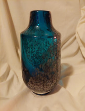 Glas Vase  Zwiesel  Heinrich Löffelhardt blau 25 cm hoch um 1970
