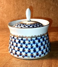 Ultrarar LOMONOSOV Kobaltnetz Zuckerdose Senfdose Marmeladentopf wieneu makellos