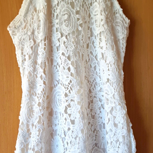 Damen spitzentop weiß - s,