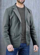 Herren Grau Leder Blazer