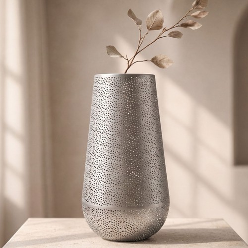 Vase 47cm metall silber - vase,