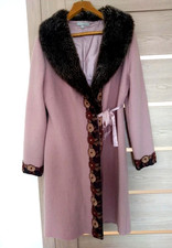 Lysgaard Damen Wollmantel, Rosa, klassisch, Größe L/M