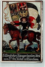 13947520 - 8500 Nuernberg 8 Deutsches Saengerbundesfest Pferd Reiter Fahne