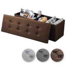 Sitzhocker Stauraum Sitzbank faltbar Truhen Aufbewahrungsbox Leinen XXL #11br