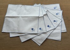 Tischdecken-Set bestickt blau-weiß | 1x 180×135 + Servietten