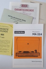 DDR Betriebsanleitung Ziphona MA 224 Plattenspieler Phonoautomat