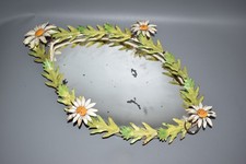 Alter Wandspiegel florentia Italy Blech Blumen Handarbeit Shabby vintage /#E4