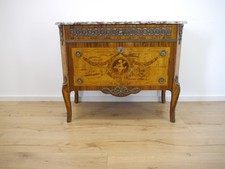 Biedermeier Kommode Louis Seize mit Bronze Beschlägen und Marmorplatte um 1950