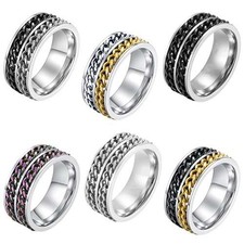 Fingerring Spinner Ring Biker Edelstahl Doppelketten Anti Stress Meditationsring
