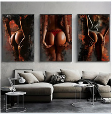 3er LEINWAND BILDER ABSTRAKT Sexy Damen Nakt Body Art Poster Erotik Rahmenlos
