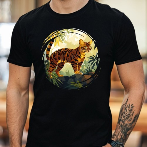 Herren shirt bengal katze - herren, t-shirt