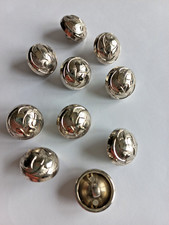 10 Knöpfe gewölbt Halbkugel Silber Metalloptik 15mm Trachten Basteln