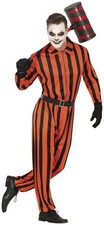 Kostüm Herren Sträfling Narr Overall schwarz orange mit Gürtel Halloween Herren