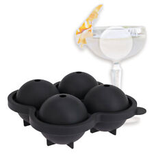 Silikon Eiswürfelform für 4 Große XXL Eiskugeln mit Deckel Rund Eiskugelform 