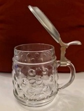 Glas Humpen Original BMF Bierseidel mit Deckel aus Zinn 0,5 l  Bierkrug Krug