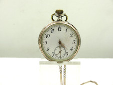 1890 Remontoir Cylindre Taschenuhr 0,800 Silber Openface 2 Deckel 10 Rubis