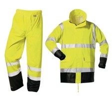 3m Scotchlite leichte Warnschutz gelb Regenjacke / Regenhose Gr.M , L , XL + XXL