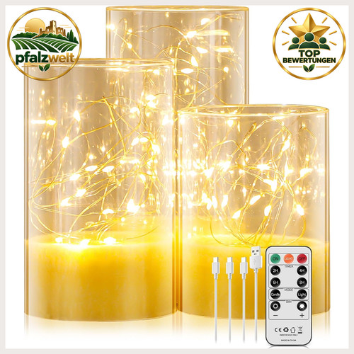 Led kerzen 3er set aufladbar - 3er-set,