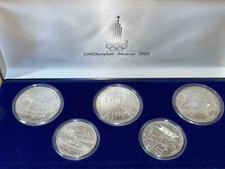5 Münzen XXII Olympiade Moscow Moskau 1980 Münzsatz in Silber