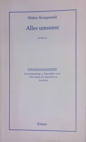 Alles umsonst roman - :,