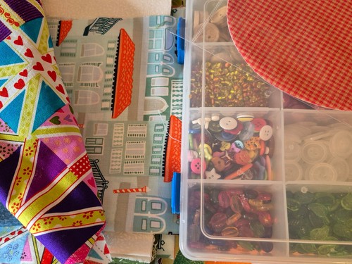 Stoffpaket knöpfe perlen - stoffpaket,