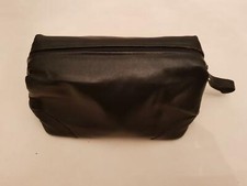 372I) Kulturtasche Kosmetik Tasche Schwarz Leder ca. 25x14x14 cm