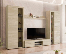 Wohnwand Rubina XL Anbauwand Wohnzimmer Komplett Beleuchtung Schrankwand