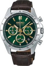 Japan NEU SEIKO 1/5 Sek Chronograph Quarzuhr SBTR017 grün braun Leder