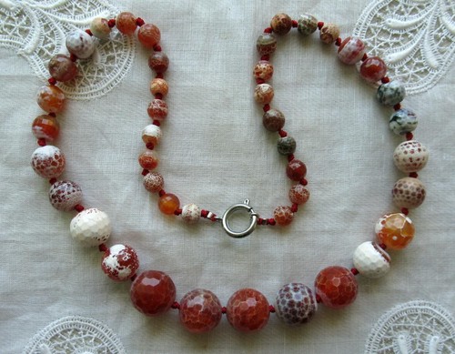 Collier rot weiss - collier, rot/weiss