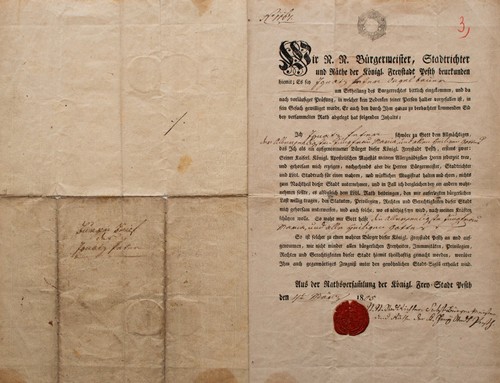 Bürgerbrief pest 1805 - pest,