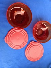2 x Tupperware Eleganzia 2 Schüssel mit Deckel 0,6 L Orange  600ml Servierschale