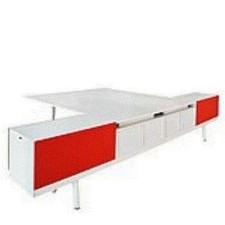 Vitra Schreibtisch Doppelarbeitsplatz Level 34 Melamin Soft Light Stoff 