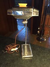 Art Deco Schreibtischlampe PIROUETT, Chrom höhenverstellbar,40cm, Fuß 15x10cm