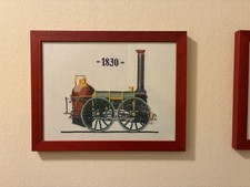 Stickerei Stickbild Eisenbahn Historische Dampflok 3 gerahmte Bilder Handarbeit