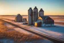 Wandbild: Getreidesilos werfen