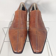 JO GHOST Herren Leder Slipper Schuhe Pixie Knot Square Toe Braun EU 43,5 RAR