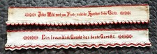 2 x  antike Schrankborte Spruchband Stickerei Wäscheschrank Borte Schrankband