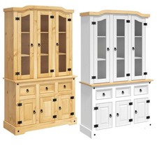 Highboard Massivholz Anrichte Wohnzimmerschrank Vitrinenschrank Buffetschrank