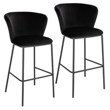 B-Ware SVITA KATE 2er Set Barhocker Hochhocker Theke Tresenstuhl Samt Schwarz
