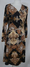 MADE IN ITALY Stretch Kleid Schwarz Gold Barockmuster Edel Größe XS bis S TOP!