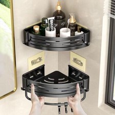 2 Tlg. Duschkorb Eckregal ohne Bohren aus Rostfreiem Aluminium Duschablage Regal